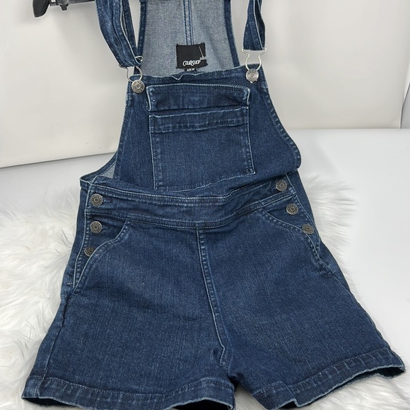 COURTSHOP DENIM OVERALL SHORTS SIZE WOMEN XS - Picture 2 of 8